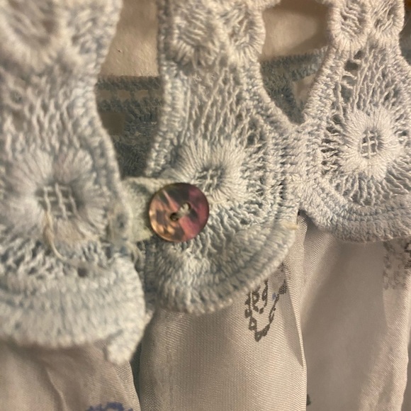 Via Signoria Sleeveless Baby Doll Baby Blue Silk MEDIUM - Picture 6 of 7